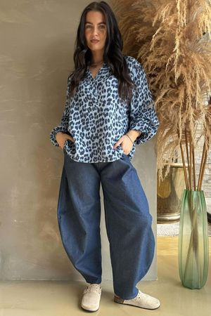  Zanzibar Pillow Cotton Hugh Shirt Celeste & Navy